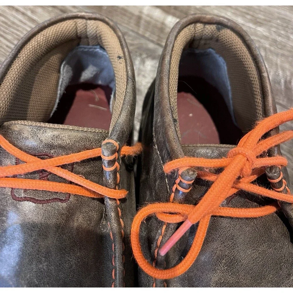 Twisted X Chukka Shoes Men's Size 9M Brown With Neon Orange MDM0019 Western Work